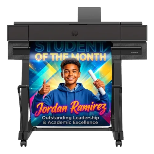 Campus Pro 24 Poster Maker printing a student of the month poster