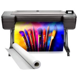 Campus Pro 44 Essentials Poster Maker Package Campus Pro 44 Essentials Poster Maker Package printing a vibrant, colorful poster featuring paintbrushes alongside a roll of poster paper