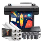Classroom Pro 24 Elite Poster Maker Package Classroom Pro 24 Poster Maker Elite Package with ink cartridges, poster paper rolls, design station, scanner, and design software
