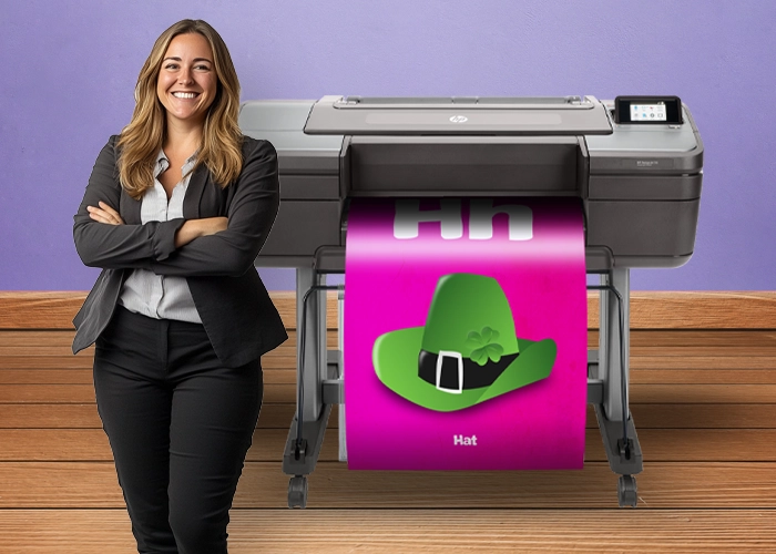 Letter "H" hat poster printed with a school poster maker, featuring a St. Patrick’s Day design