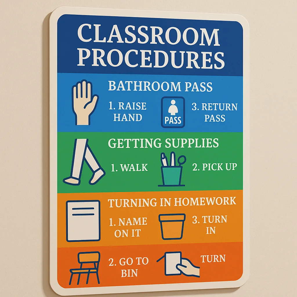 Classroom procedures poster example