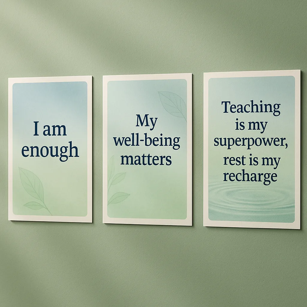 A close-up view of three beautifully designed wellness posters mounted on a soft sage green wall. The posters feature gradient backgrounds transitioning from calming blue to gentle green, A close-up view of three beautifully designed wellness posters mounted on a soft sage green wall. The posters feature gradient backgrounds transitioning from calming blue to gentle green,