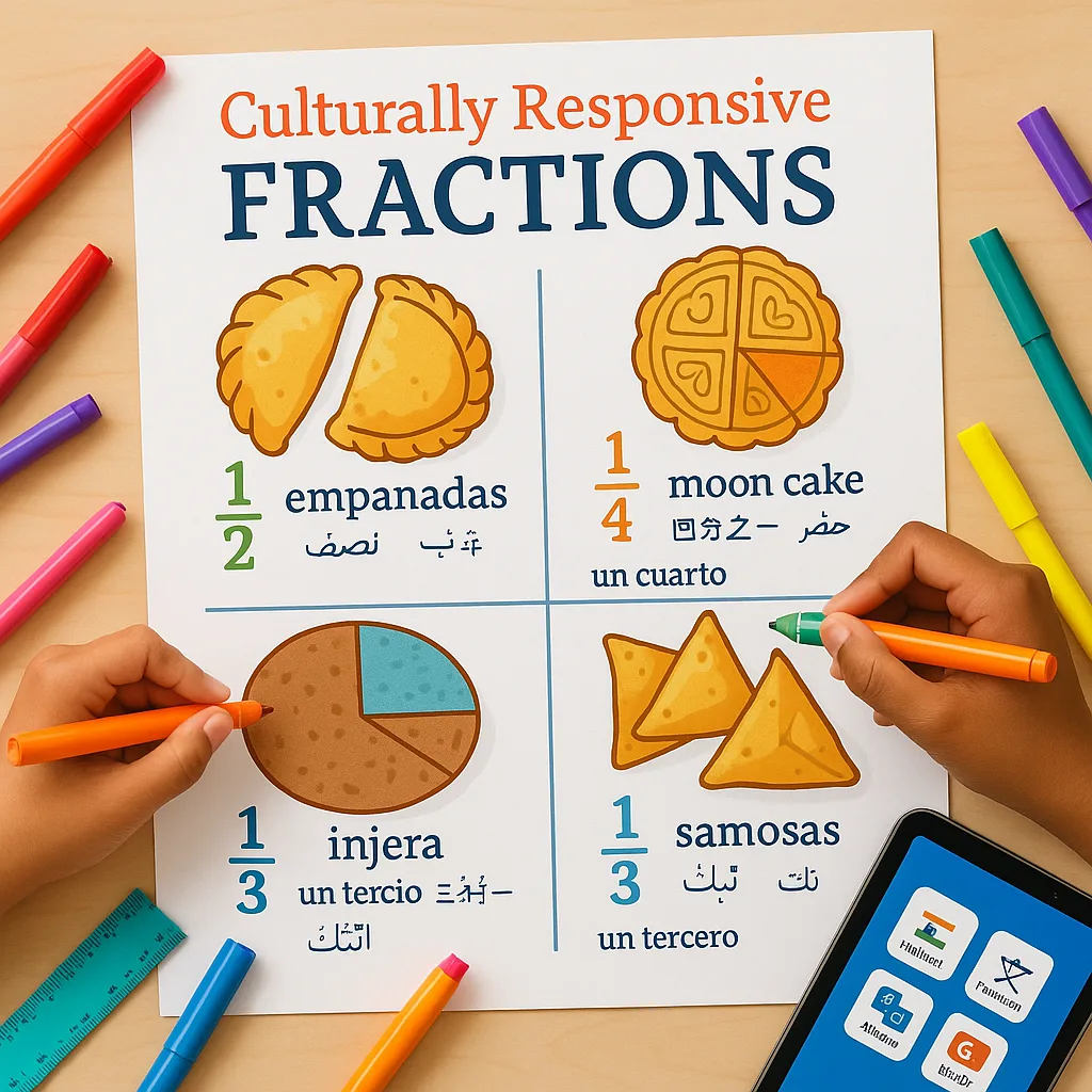 Students collaborating on culturally responsive math poster